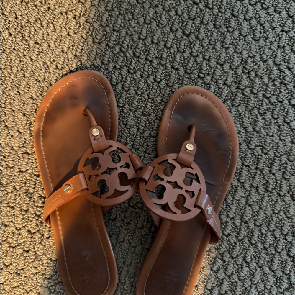 Brown Leather tory burch Sandals